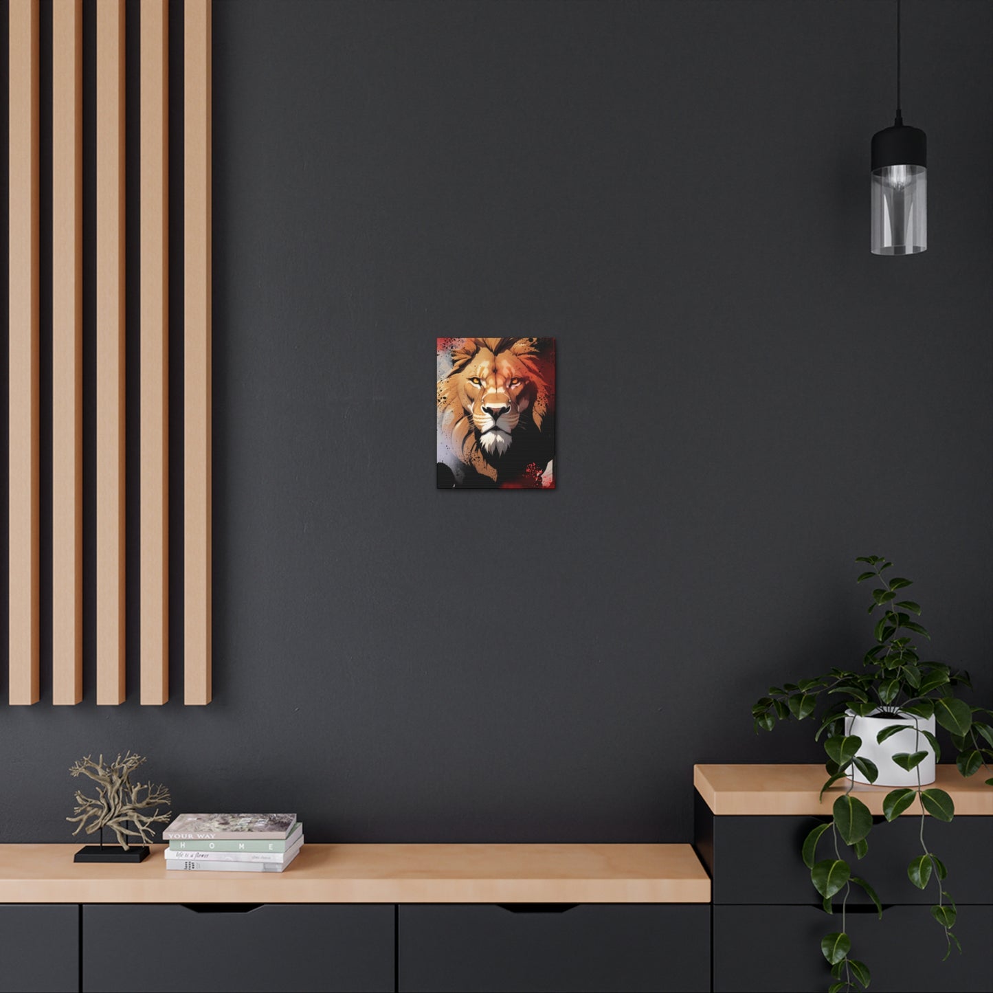 Drip Lion Slate Motif - Canvas