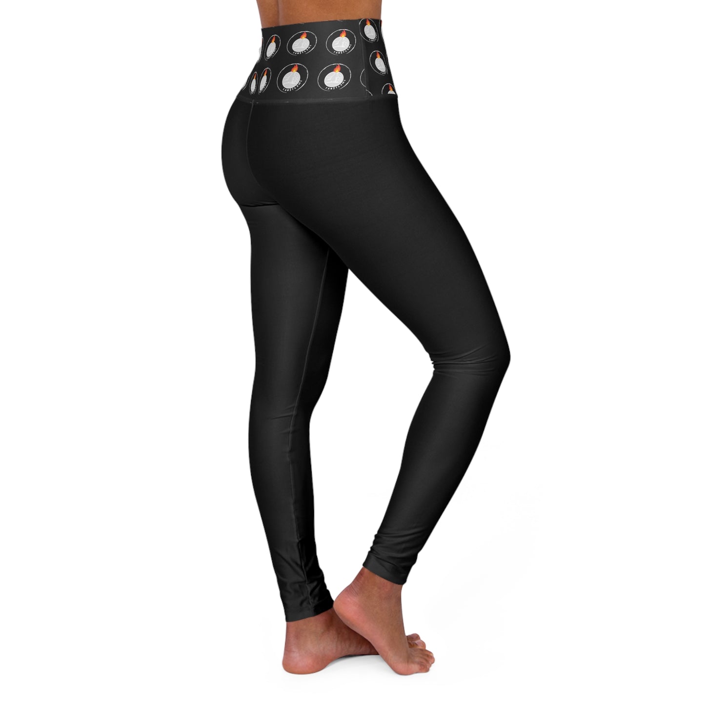 Fan2Flame Blk - High Waisted Yoga Leggings (AOP)