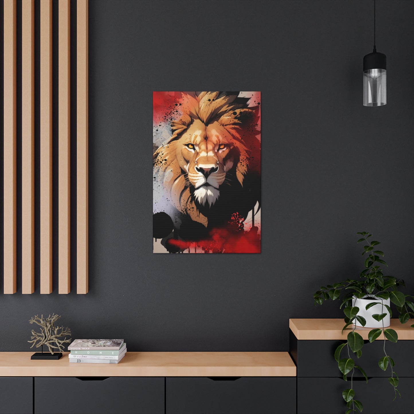 Drip Lion Slate Motif - Canvas