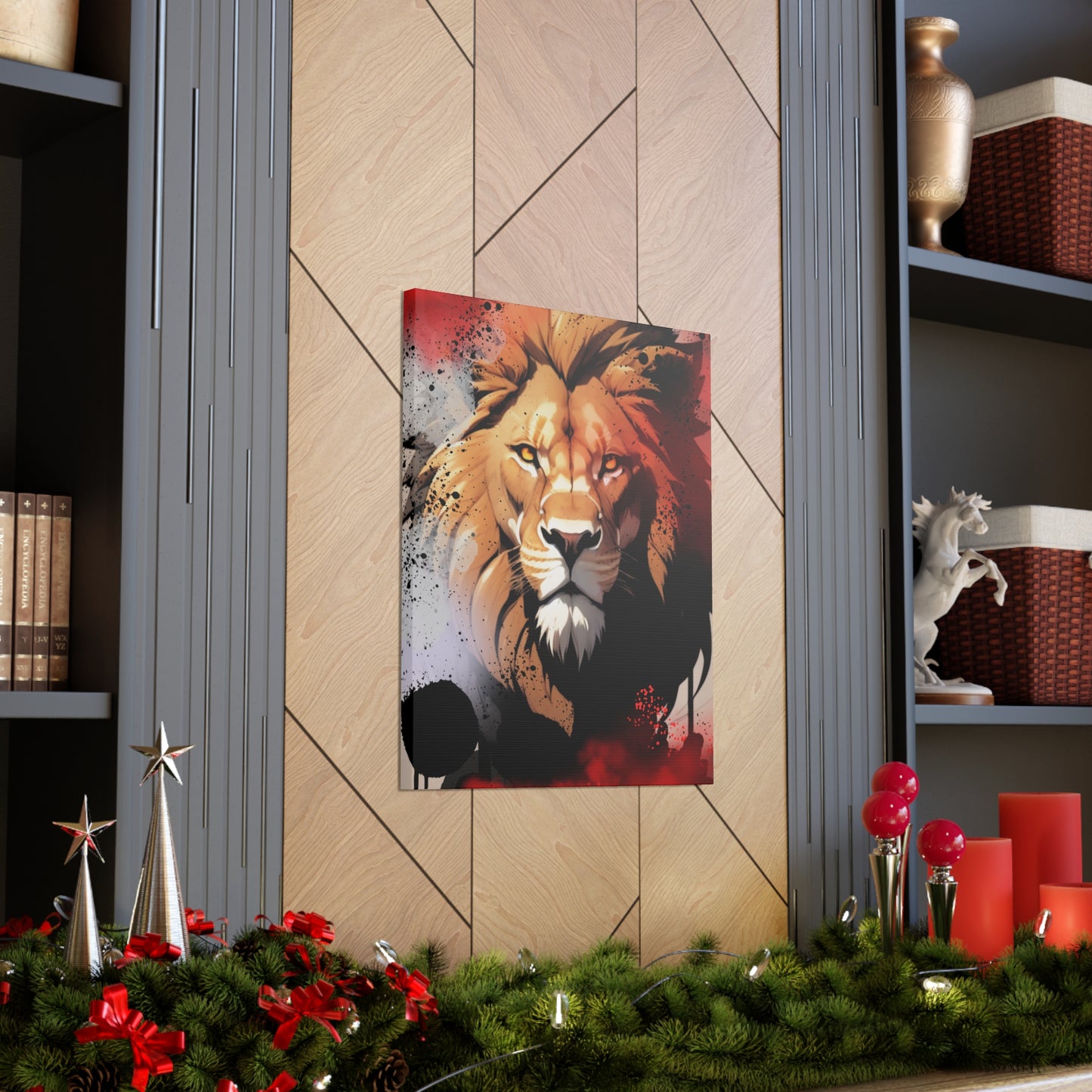 Drip Lion Slate Motif - Canvas