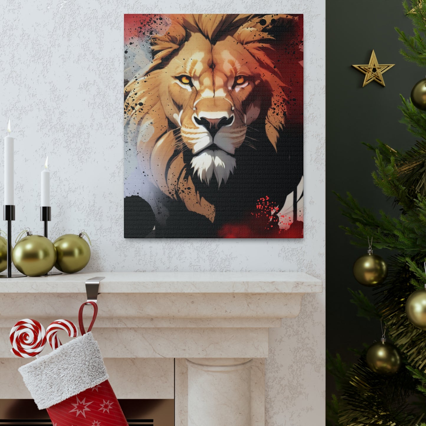 Drip Lion Slate Motif - Canvas