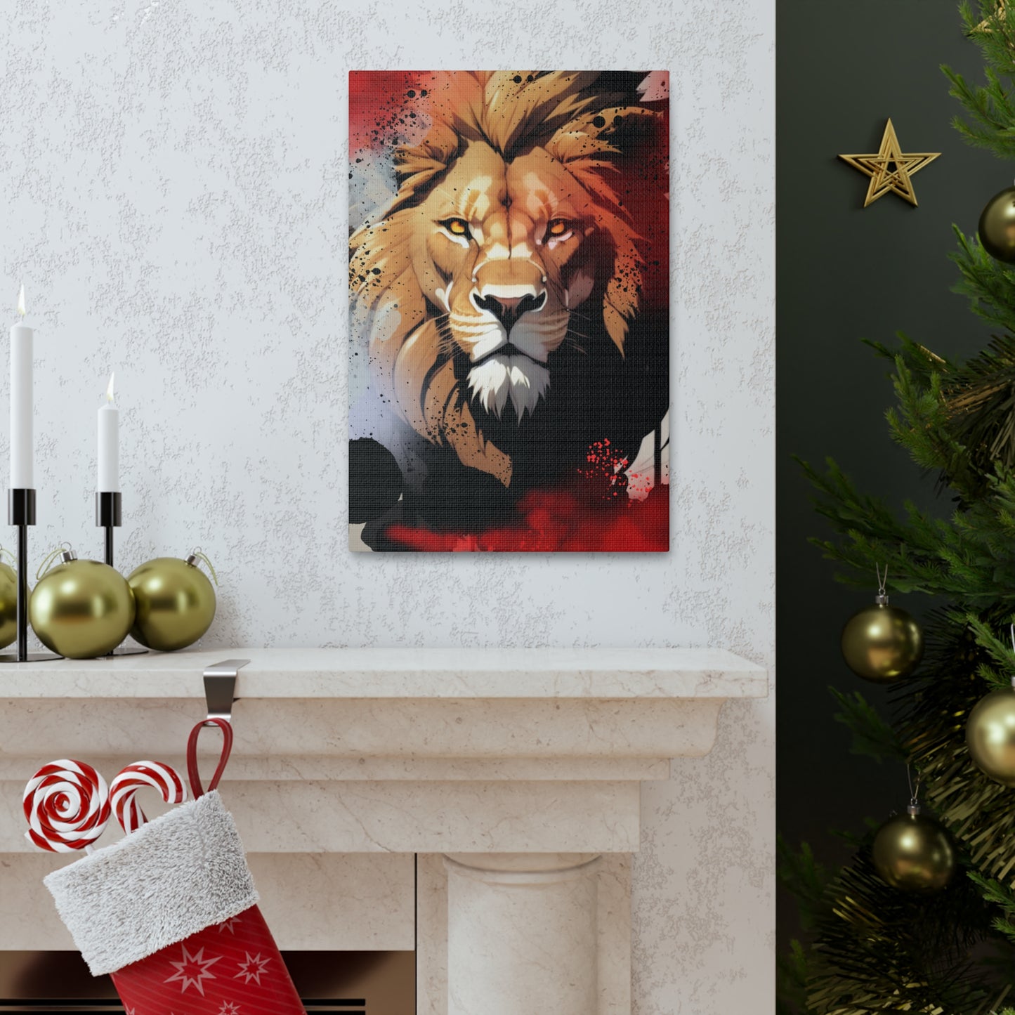 Drip Lion Slate Motif - Canvas