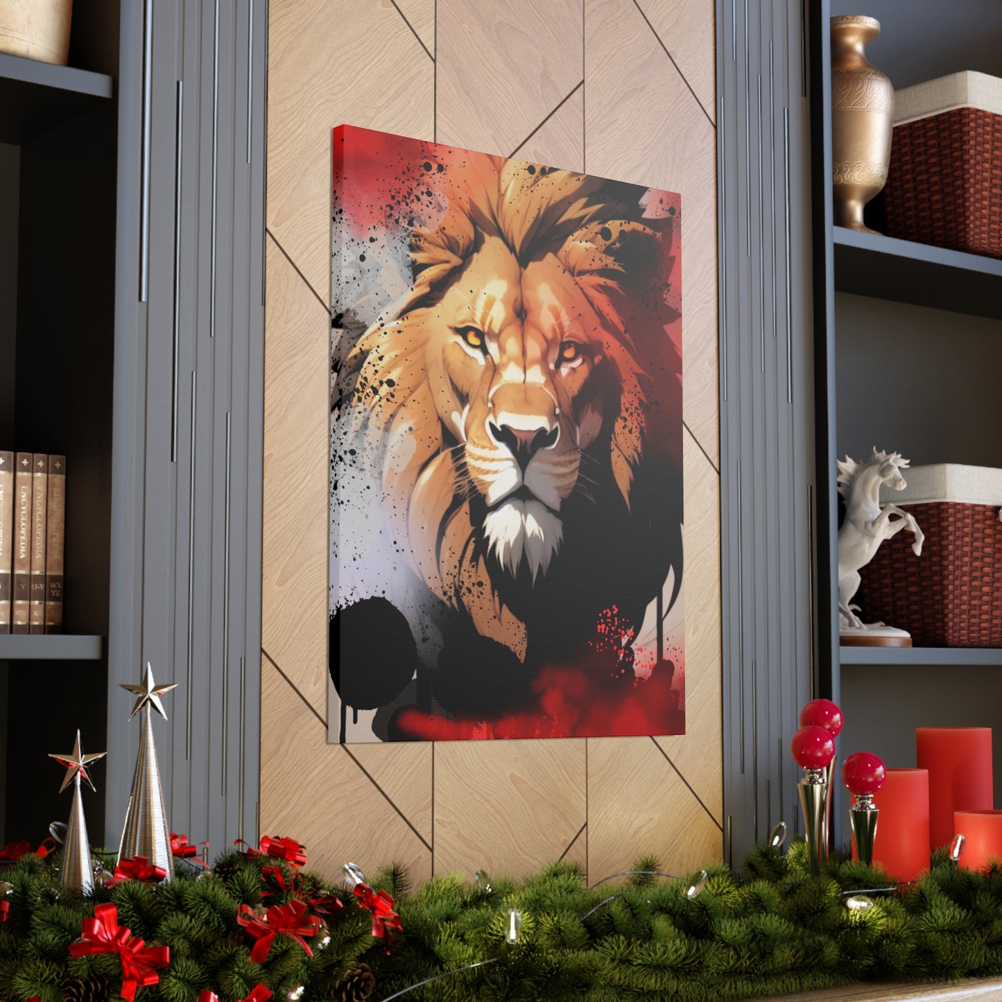 Drip Lion Slate Motif - Canvas