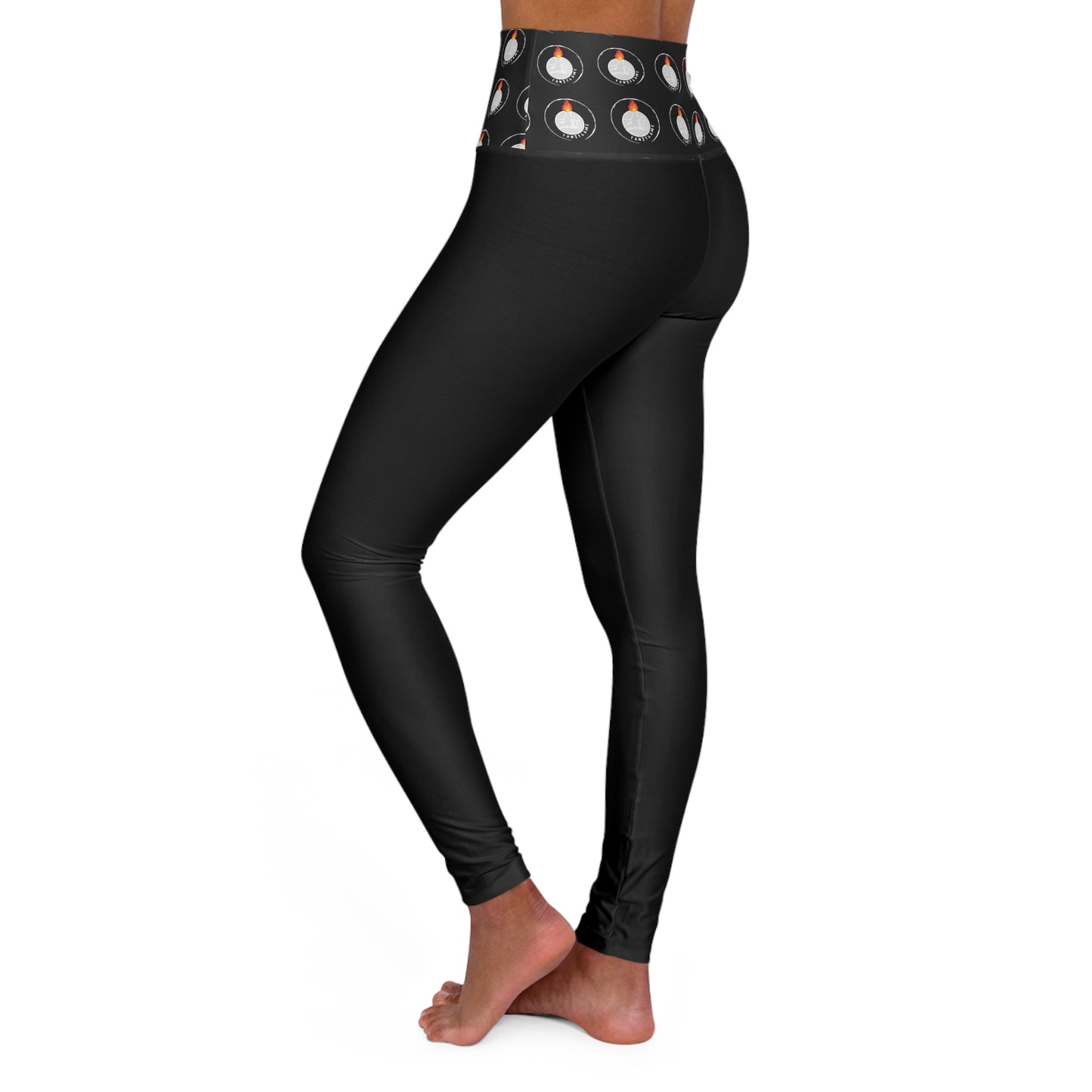 Fan2Flame Blk - High Waisted Yoga Leggings (AOP)