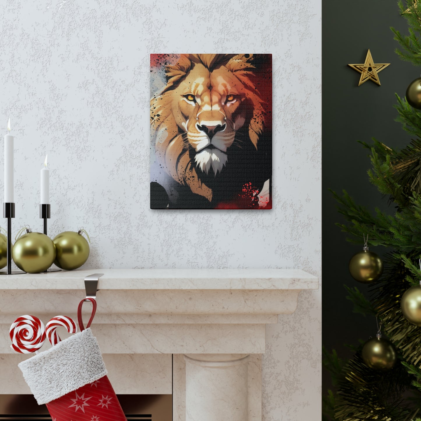 Drip Lion Slate Motif - Canvas