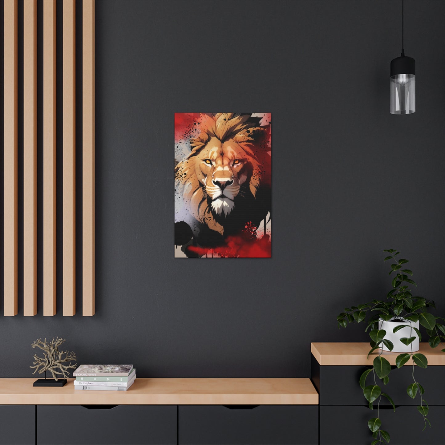 Drip Lion Slate Motif - Canvas