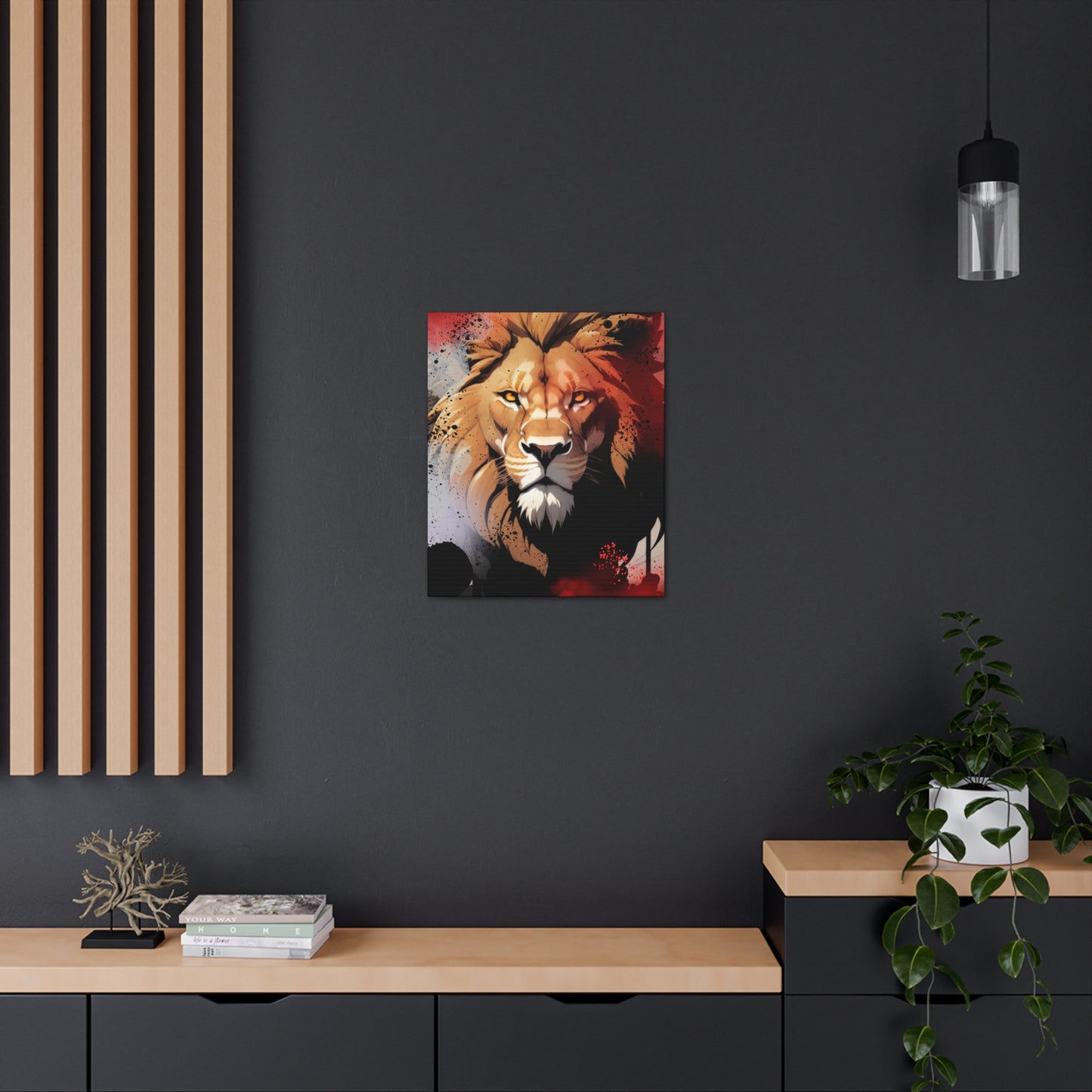 Drip Lion Slate Motif - Canvas